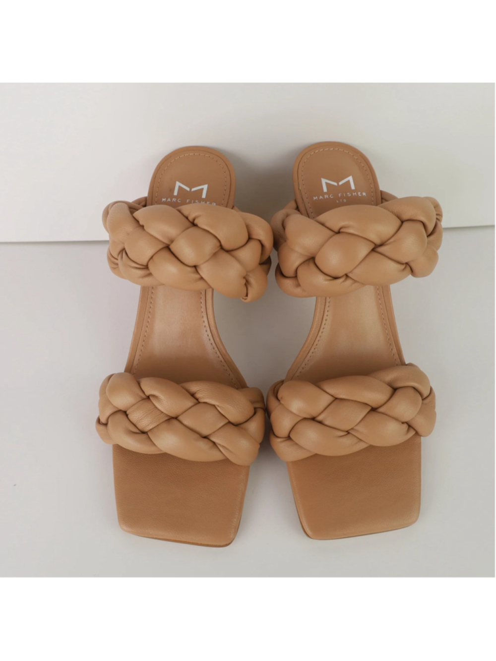 Marc Fisher LTD Hammy Sandals Womens 6.5M Natural Braided Leather Heels 0478 - Picture 5 of 15